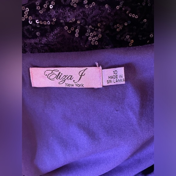 Eliza J • sequin velvet sheath dress purple draped cowl - Picture 3 of 6